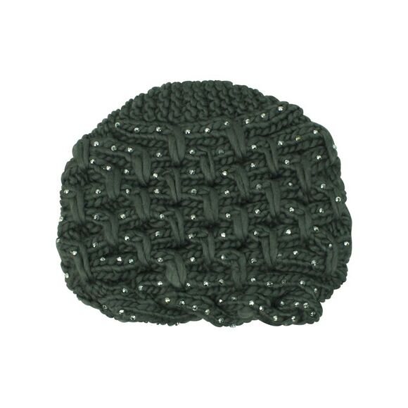Thick Knit Winter Silver Rhinestone Beanie Hat - Picture 3 of 8